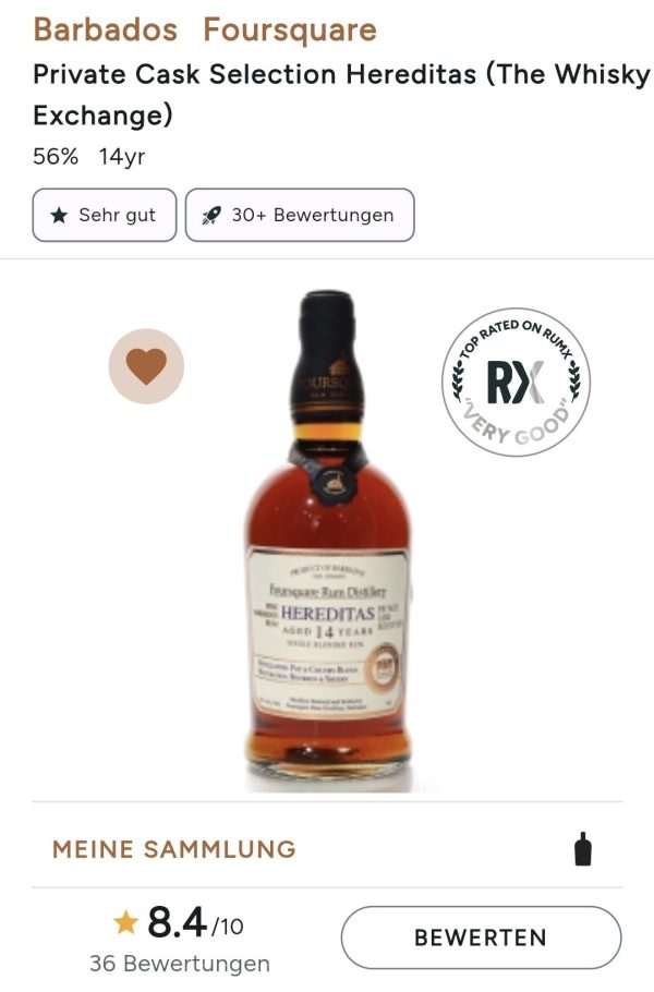 Foursquare Hereditas TWE exclusive 14y Barbados Rum 56% vol. 0,7l limitiert limited Mode – Bild 3