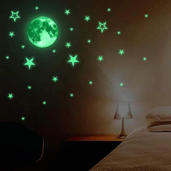 Autocollant Mural Fluorescent Créatif - Lune   étoiles   points ronds Schn?ppchen – Bild 5
